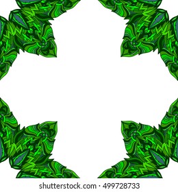 Abstract vector frame with green ornaments.