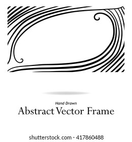 abstract vector frame, hand drawn waves or curls in striped pattern