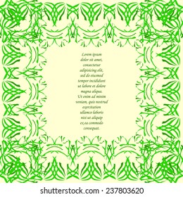 Abstract vector frame with herbal elements.