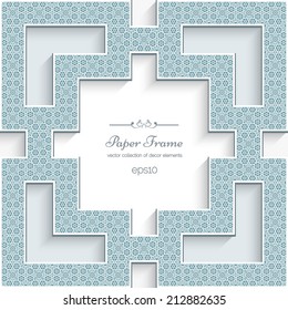 Abstract vector frame with lace borders, ornamental paper background, eps10