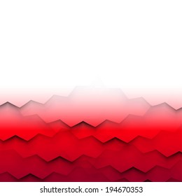 Abstract vector frame with red shaded waves