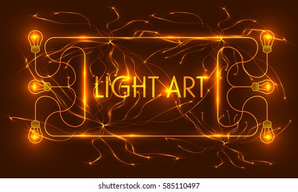 Abstract vector frame and the words light art