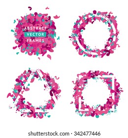 Abstract vector frames with bright particles and geometric shapes. No auto-trace.