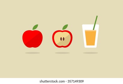 Abstract vector fresh apple juice icon set