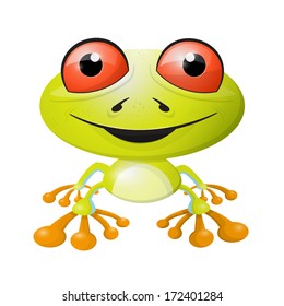 Abstract Vector Frog Illustration Isolated on White Background. Red-eyed Tree Frog.