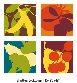abstract vector fruit and vegetable designs set 3