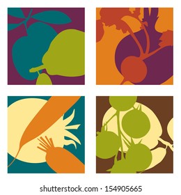 abstract vector fruit and vegetable designs set 2