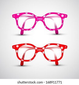 Abstract Vector Funny Red, Pink Glasses with Dots