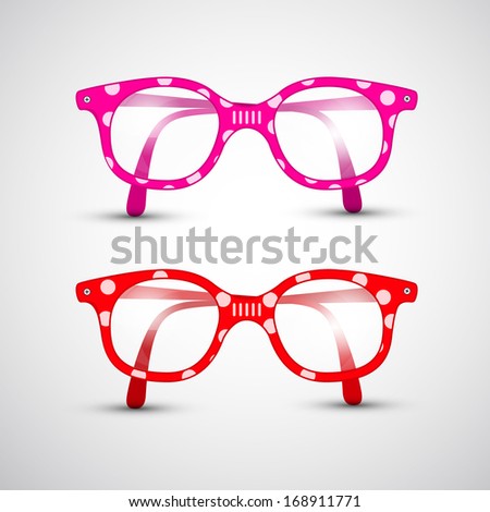 Abstract Vector Funny Red, Pink Glasses with Dots