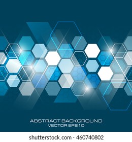 Abstract vector future business technology background with hexagonal pattern.