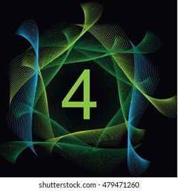 Abstract vector futuristic background with blue glowing lines on a dark background looking volumetric and luminous. 
