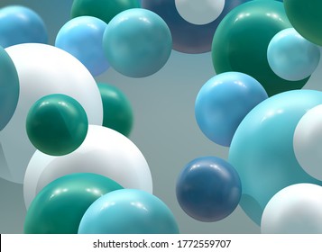 Resumen vector de fondo futurista con esferas 3d coloridas, burbujas lacrimógenas, bolas.