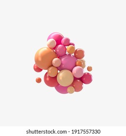 Abstract vector futuristic background with colorful 3d spheres, glossy bubbles, balls.