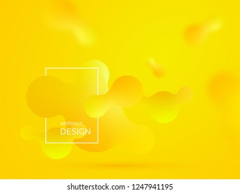 Abstract vector futuristic background. Yellow Liquid gradient shapes composition. Trendy fluid design. 