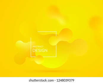Abstract vector futuristic background. Yellow Liquid gradient shapes composition. Trendy fluid design. 