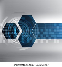 Abstract vector futuristic blue silver background illustration 