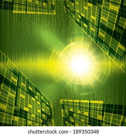 Abstract vector futuristic green bright background illustration 