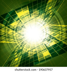 Abstract vector futuristic green bright background illustration 