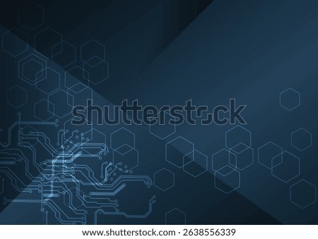 Abstract Vector Futuristic Hexagon Circuit Background Design on Dark Blue Technology Background. Illustration Vector Design  