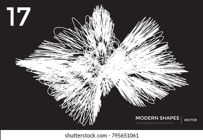 Abstract vector futuristic techno background. Editable linear shape template from dash lines and waves vj effect