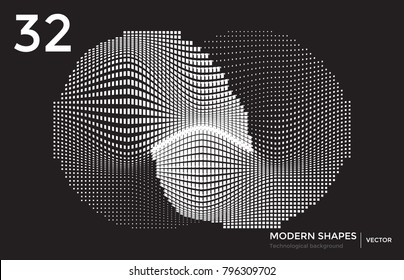 Abstract vector futuristic techno background. Editable linear shape template from dash lines and waves vj effect