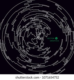 Abstract vector generative art. Circlular maze or abstract plan.