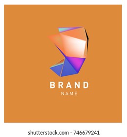 Abstract Vector Geometric 3d gradient Logo Brand Company Design Template