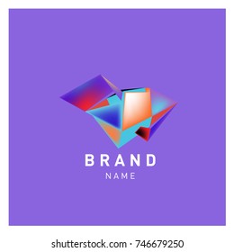Abstract Vector Geometric 3d gradient Logo Brand Company Design Template