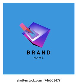 Abstract Vector Geometric 3d gradient Logo Brand Company Design Template