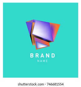 Abstract Vector Geometric 3d gradient Logo Brand Company Design Template