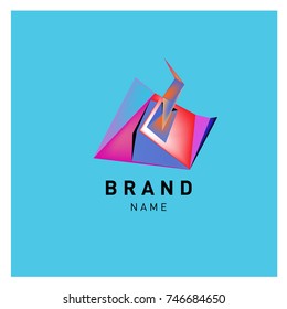 Abstract Vector Geometric 3d gradient Logo Brand Company Design Template