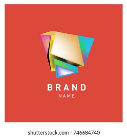 Abstract Vector Geometric 3d gradient Logo Brand Company Design Template