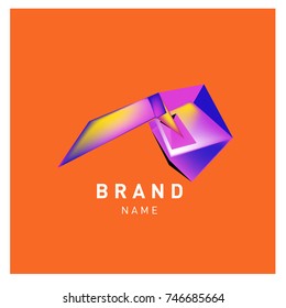 Abstract Vector Geometric 3d gradient Logo Brand Company Design Template
