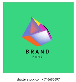 Abstract Vector Geometric 3d gradient Logo Brand Company Design Template