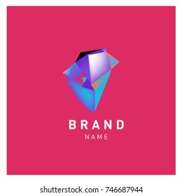 Abstract Vector Geometric 3d gradient Logo Brand Company Design Template