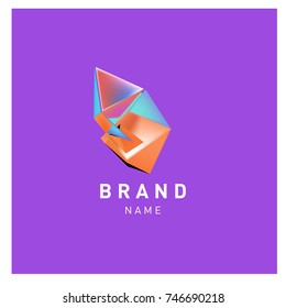 Abstract Vector Geometric 3d gradient Logo Brand Company Design Template
