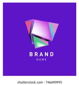 Abstract Vector Geometric 3d gradient Logo Brand Company Design Template