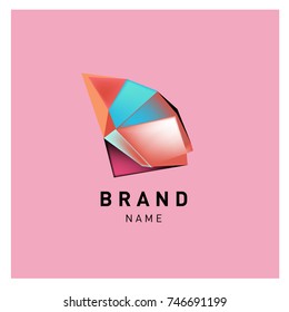 Abstract Vector Geometric 3d gradient Logo Brand Company Design Template