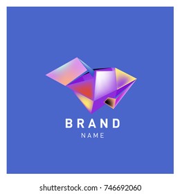 Abstract Vector Geometric 3d gradient Logo Brand Company Design Template