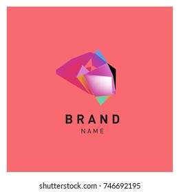 Abstract Vector Geometric 3d gradient Logo Brand Company Design Template