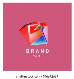 Abstract Vector Geometric 3d gradient Logo Brand Company Design Template