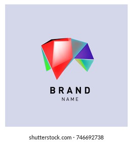 Abstract Vector Geometric 3d gradient Logo Brand Company Design Template