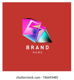 Abstract Vector Geometric 3d gradient Logo Brand Company Design Template