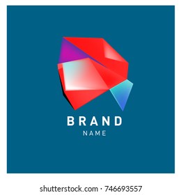Abstract Vector Geometric 3d gradient Logo Brand Company Design Template