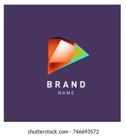 Abstract Vector Geometric 3d gradient Logo Brand Company Design Template
