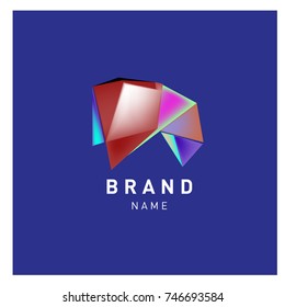 Abstract Vector Geometric 3d gradient Logo Brand Company Design Template