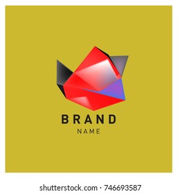 Abstract Vector Geometric 3d gradient Logo Brand Company Design Template