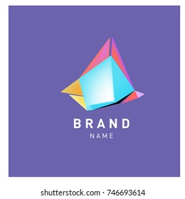 Abstract Vector Geometric 3d gradient Logo Brand Company Design Template