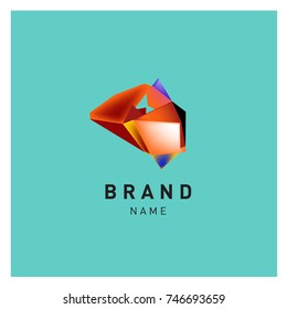 Abstract Vector Geometric 3d gradient Logo Brand Company Design Template