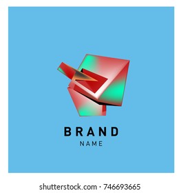 Abstract Vector Geometric 3d gradient Logo Brand Company Design Template